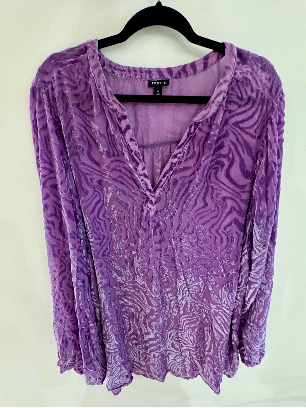 Torrid Lavender Velvet Long Sleeve Top